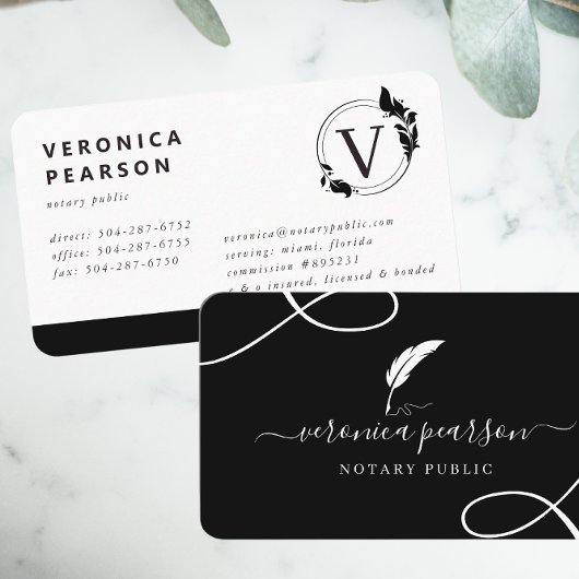 Notary Public Signing Agent Quill Logo Visitenkarte