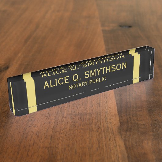 Notary Public Signs Desk Name Tellers Namensplakette (Seite)