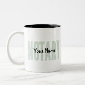Notary Public verblasste grüne große Schriftart an Zweifarbige Tasse (Links)