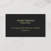 Notary Services Black Modern Business Card Visitenkarte (Rückseite)