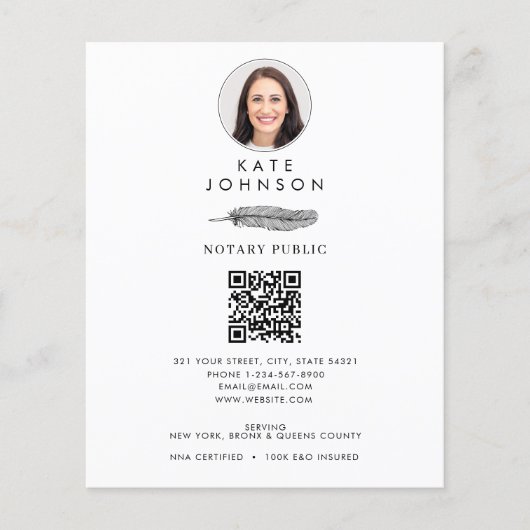 Notary Signage Agent Feather Quill Logo Foto Flyer (Vorne)