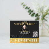 Notary Signing Agent Black Gold Photo QR Code Postkarte (Stehend Vorderseite)