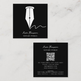Notary Signing Agent Calligraphy QR Code Black Quadratische Visitenkarte