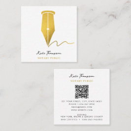 Notary Signing Agent Calligraphy QR Code Gold Quadratische Visitenkarte