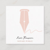 Notary Signing Agent Calligraphy QR Code Pink Quadratische Visitenkarte (Vorderseite)