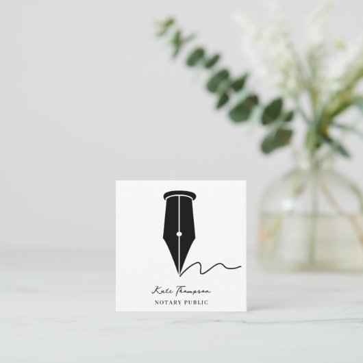 Notary Signing Agent Calligraphy QR Code Quadratische Visitenkarte (Stehend Vorderseite)