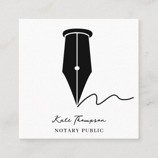 Notary Signing Agent Calligraphy QR Code Quadratische Visitenkarte (Vorderseite)