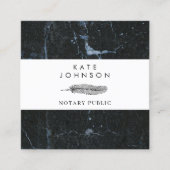 Notary Signing Agent Feather Marble Quill Logo Quadratische Visitenkarte (Vorderseite)