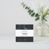 Notary Signing Agent Feather Marble Quill Logo Quadratische Visitenkarte (Stehend Vorderseite)