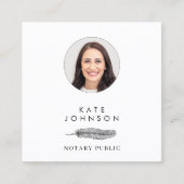 Notary Signing Agent Feather Quill Logo Photo Quadratische Visitenkarte (Vorderseite)