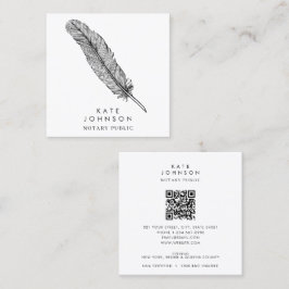 Notary Signing Agent Feather Quill QR Code Quadratische Visitenkarte