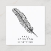 Notary Signing Agent Feather Quill QR Code Quadratische Visitenkarte (Vorderseite)
