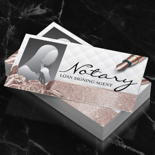 Notary Signing Agent Luxury Rose Gold Floral Foto Visitenkarte