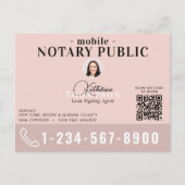 Notary Signing Agent Modern Pink Photo QR Code Postkarte (Vorderseite)