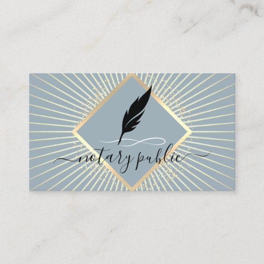 Notary Signing Agent Moderne Dusty Blue & Gold Visitenkarte (Vorderseite)