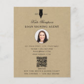 Notary Signing Agent QR Code Rustic Kraft Photo Flyer (Vorne)