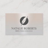 Notarzeichner-Agent Modernes Quill-Logo Silver Visitenkarte (Vorderseite)