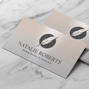 Notarzeichner-Agent Modernes Quill-Logo Silver Visitenkarte