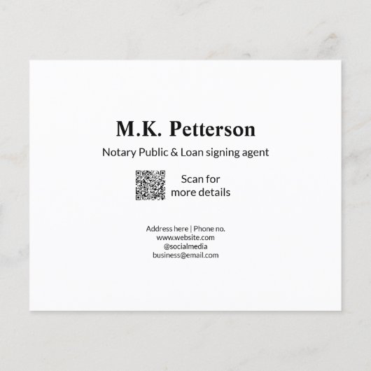 Notarzter Agent für öffentliche Darlehensunterzeic Flyer (Hinten)