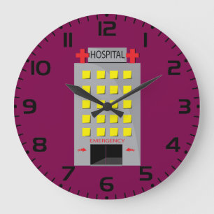 Notaufnahme des Krankenhausgebäudes Große Wanduhr