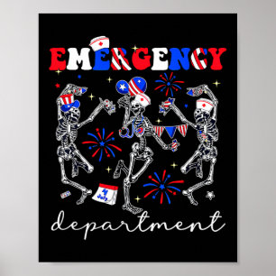 Notaufnahme-Skelett 4. Juli USA Notaufnahme Poster