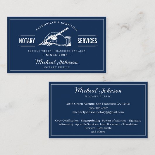 Notdienste Berufliches Vintages Navy Blue Visitenkarte (Vorne/Hinten)