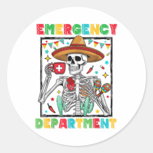 Notdienststelle Cinco De Mayo Skeleton Kaffee Runder Aufkleber
