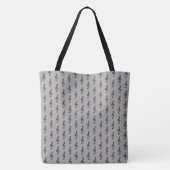Note auf grauem Totbeutel mit Namen Tasche (Rückseite)