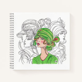 Note Book Green Flapper Girl Notizblock