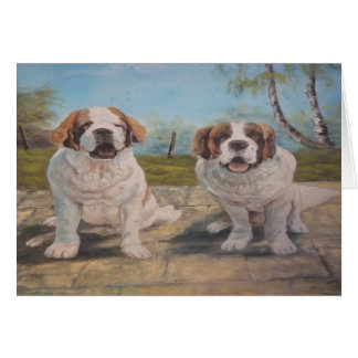 Note Card Ann Hayes Painting Two St Bernards