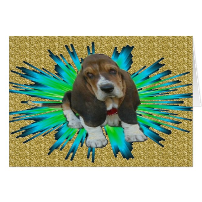 Note Card Baby Basset Hound Sheldon (Vorderseite (Horizontal))