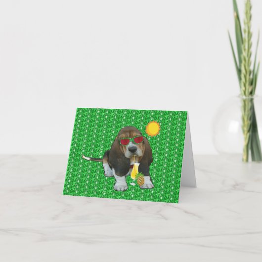Note Card Baby Basset Hound Sheldon Sommerzeit Karte (Vorderseite)