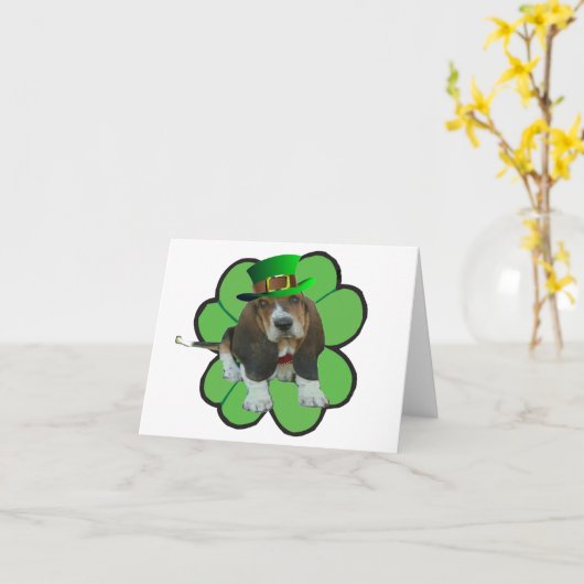 Note Card Basset Hound Happy St.Patrick's Clover Karte (Gelbe Blume)