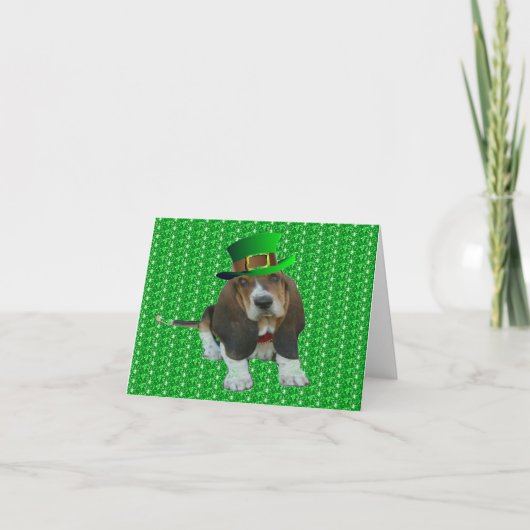 Note Card Basset Hound Happy St.Patrick's Karte (Vorderseite)