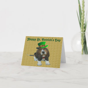 Note Card Basset Hound Happy St.Patrick's Karte