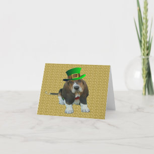Note Card Basset Hound Happy St.Patrick's Karte