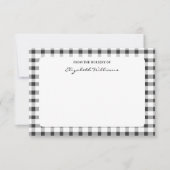 Note Card: Black Kariert Karo Personal Stationery Dankeskarte (Vorderseite)