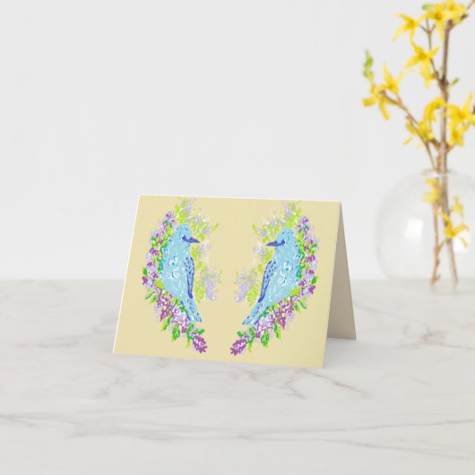 Note Card Blank inside / Blue Birds Karte (Gelbe Blume)