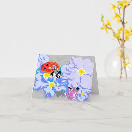 Note Card Blank inside / Ladybug Karte (Gelbe Blume)