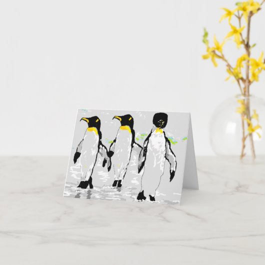 Note Card Blank Inside Pinguin Karte (Gelbe Blume)