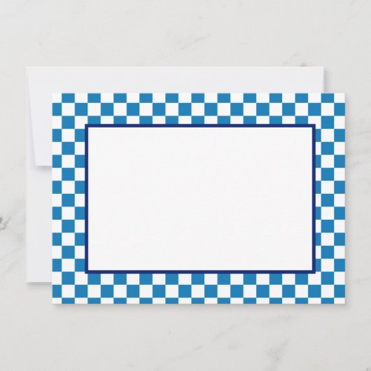Note Card-Blue & White Checkers Mitteilungskarte (Vorderseite)