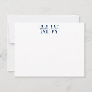 Note Card: Bold Navy Blue Monogram Initial Mitteilungskarte