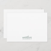Note Card Chic Emerald Green Stationery Mitteilungskarte (Vorne/Hinten)