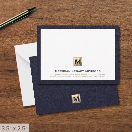 Note Card der Luxe Navy Gold Anwaltskanzlei Mitteilungskarte