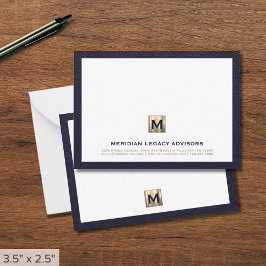 Note Card der Luxe Navy Gold Anwaltskanzlei Mitteilungskarte