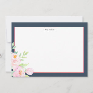 Note Card Dusty Blue Peonies Stationery Mitteilungskarte