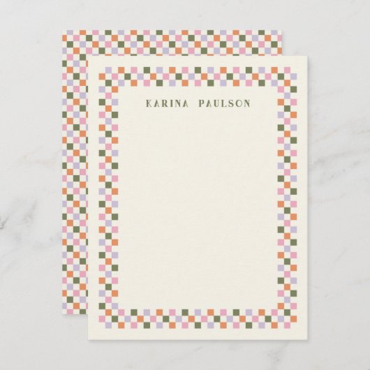 Note Card für den Schreibtisch des Schachbrettbild Mitteilungskarte (Vorne/Hinten)