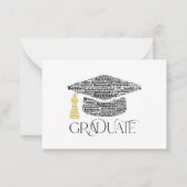 Note Card für Graduate Words Graduation Cap Party Mitteilungskarte (Vorderseite)