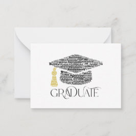 Note Card für Graduate Words Graduation Cap Party Mitteilungskarte