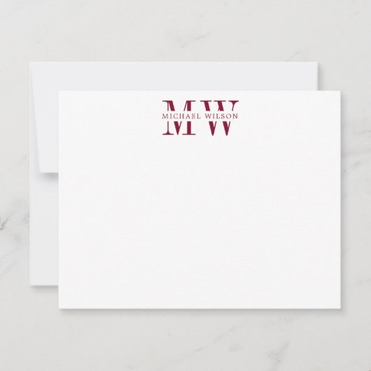 Note Card für muffe Burgundy Monogram Mitteilungskarte (Vorderseite)